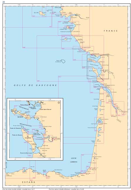 Carte marine Shom Atlantique Côte Sud Ouest de France Côte Nord